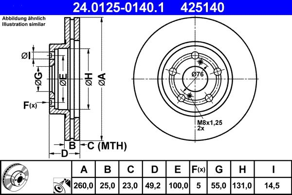 ATE 24.0125-0140.1 Brake Disc