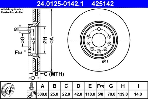 ATE 24.0125-0142.1 Brake Disc