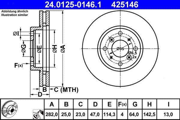 ATE 24.0125-0146.1 Brake Disc