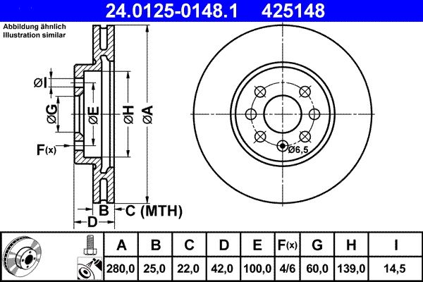 ATE 24.0125-0148.1 Brake Disc