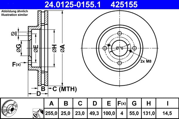ATE 24.0125-0155.1 Brake Disc