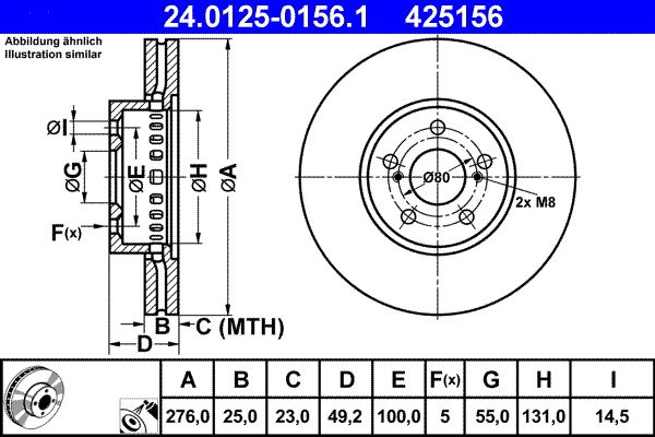 ATE 24.0125-0156.1 Brake Disc