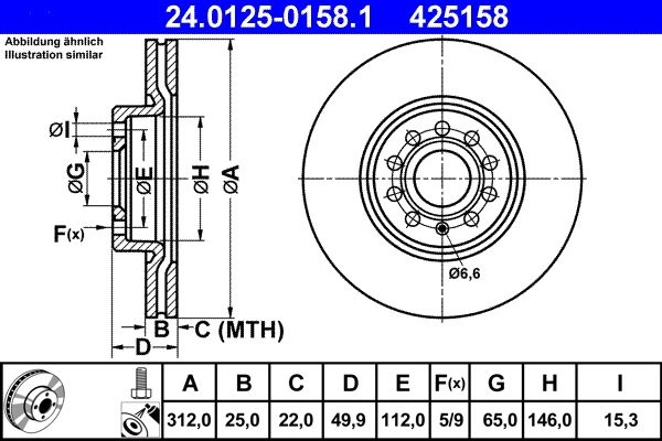 ATE 24.0125-0158.1 Brake Disc