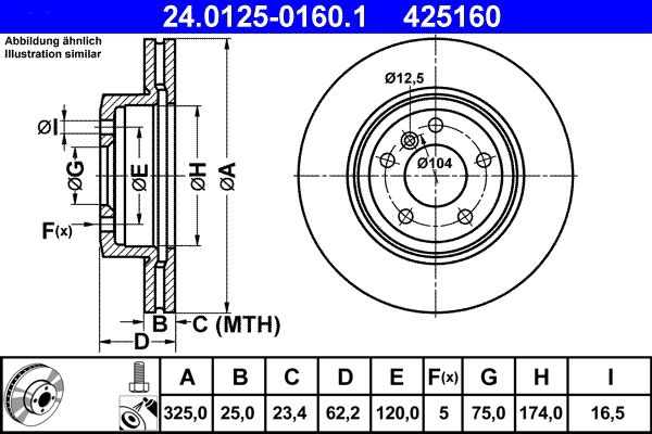 ATE 24.0125-0160.1 Brake Disc