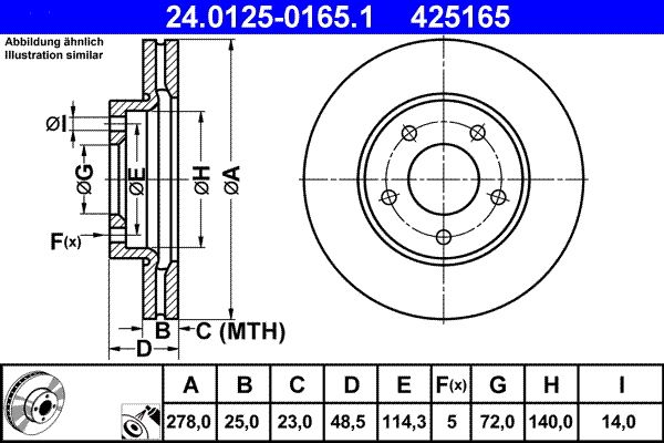 ATE 24.0125-0165.1 Brake Disc
