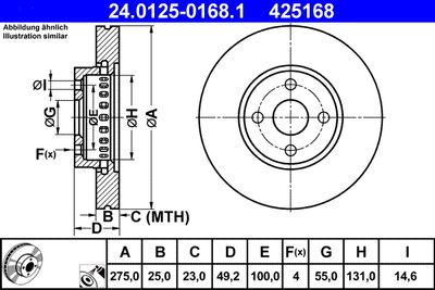 Brake Disc ATE 24.0125-0168.1