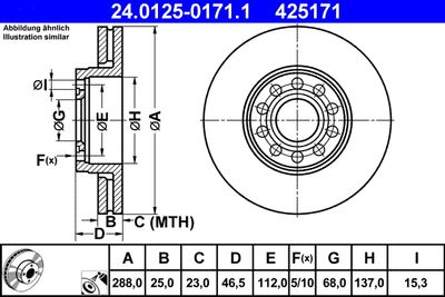 Brake Disc ATE 24.0125-0171.1