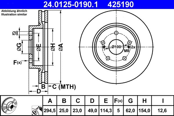ATE 24.0125-0190.1 Brake Disc