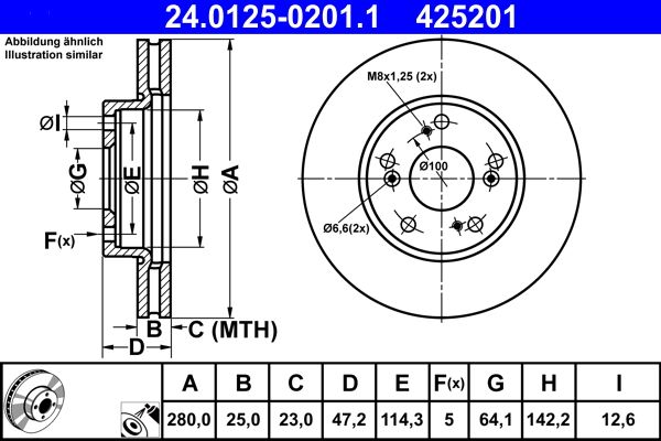 ATE 24.0125-0201.1 Brake Disc