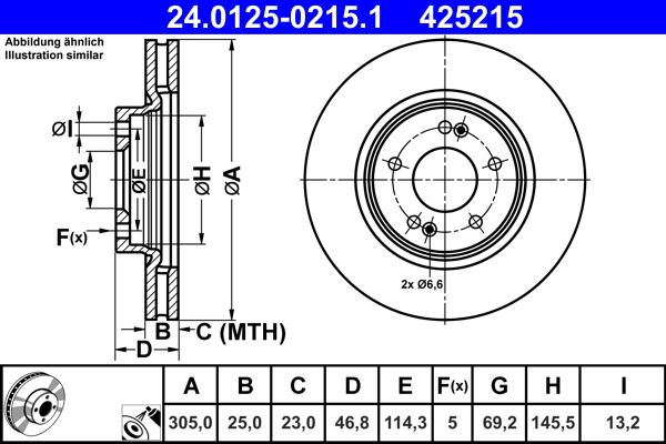 ATE 24.0125-0215.1 Brake Disc