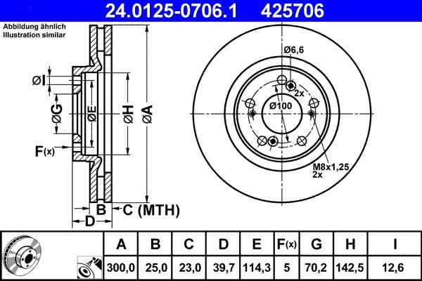ATE 24.0125-0706.1 Brake Disc