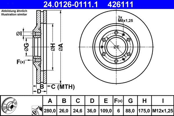 ATE 24.0126-0111.1 Brake Disc