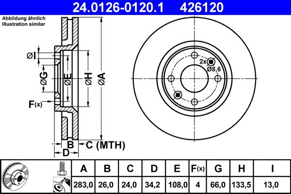 ATE 24.0126-0120.1 Brake Disc