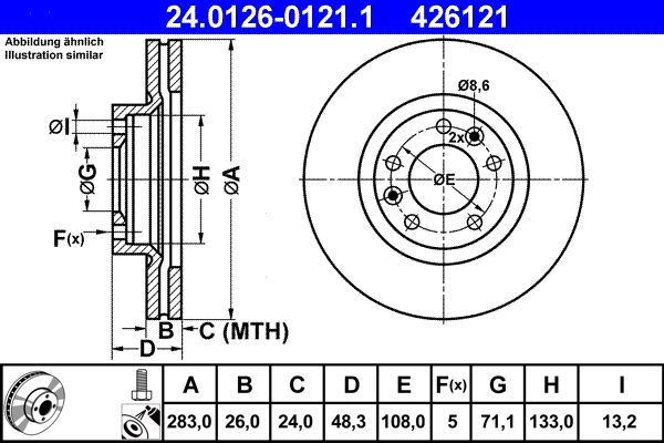 ATE 24.0126-0121.1 Brake Disc