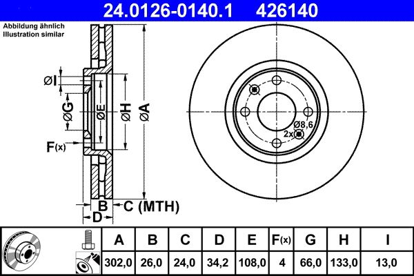 ATE 24.0126-0140.1 Brake Disc