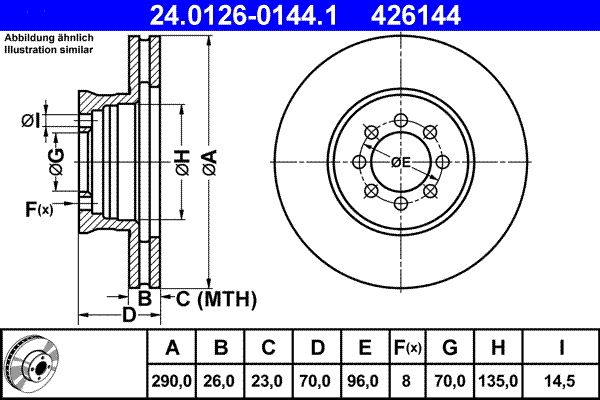 ATE 24.0126-0144.1 Brake Disc