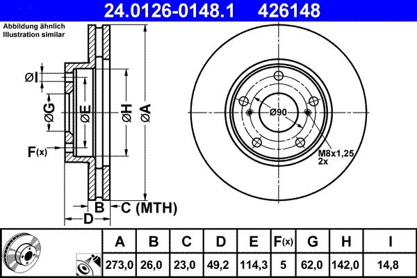 ATE 24.0126-0148.1 Brake Disc