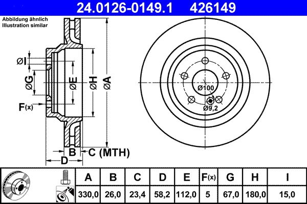 ATE 24.0126-0149.1 Brake Disc