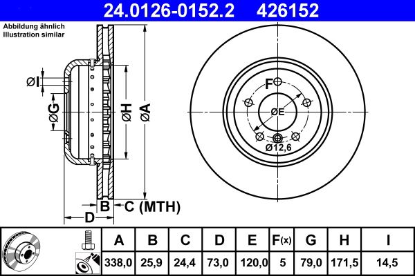 ATE 24.0126-0152.2 Brake Disc