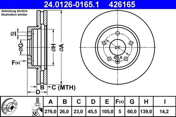 ATE 24.0126-0165.1 Brake Disc