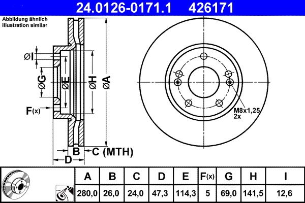 ATE 24.0126-0171.1 Brake Disc