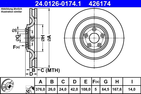 ATE 24.0126-0174.1 Brake Disc