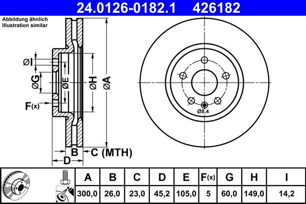 ATE 24.0126-0182.1 Brake Disc