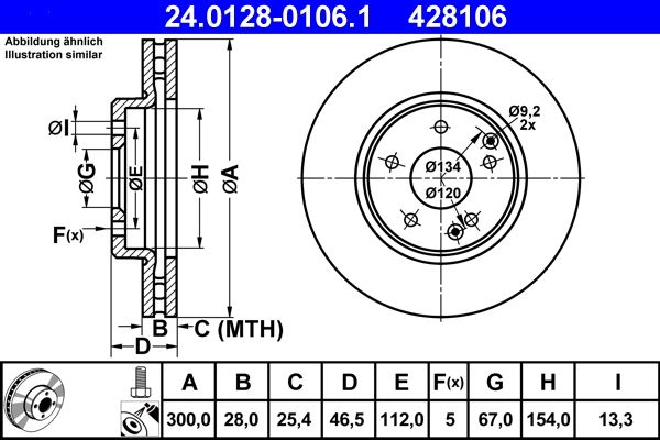 ATE 24.0128-0106.1 Brake Disc