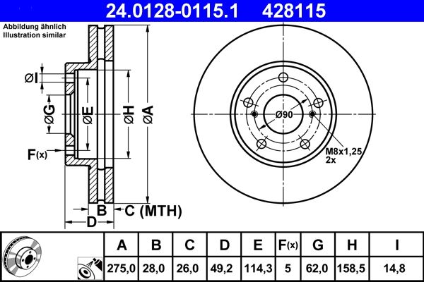 ATE 24.0128-0115.1 Brake Disc