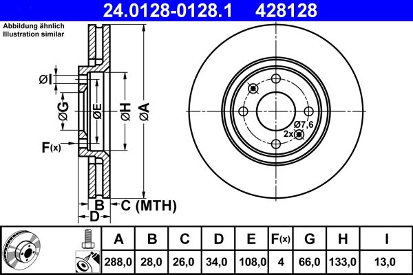 ATE 24.0128-0128.1 Brake Disc
