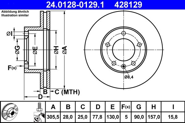 ATE 24.0128-0129.1 Brake Disc