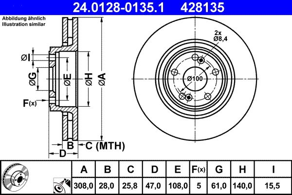 ATE 24.0128-0135.1 Brake Disc