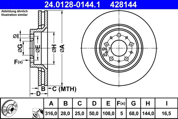 ATE 24.0128-0144.1 Brake Disc