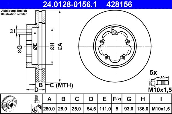 ATE 24.0128-0156.1 Brake Disc