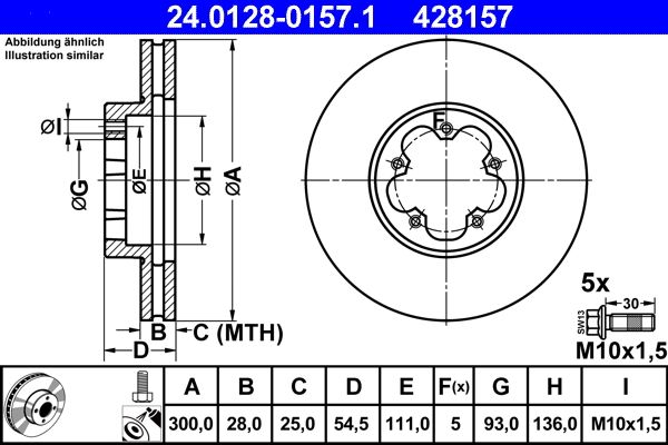 ATE 24.0128-0157.1 Brake Disc