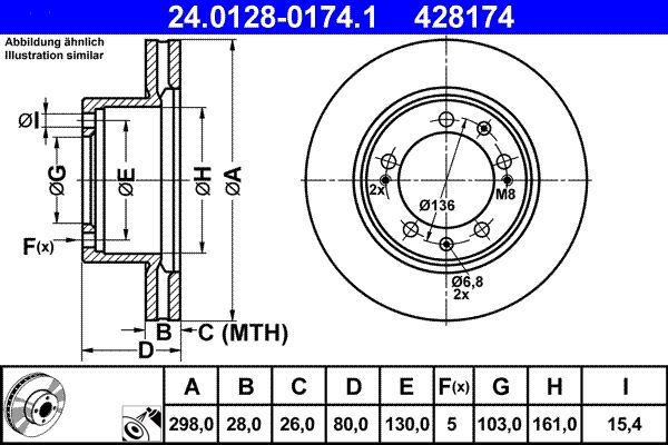 ATE 24.0128-0174.1 Brake Disc