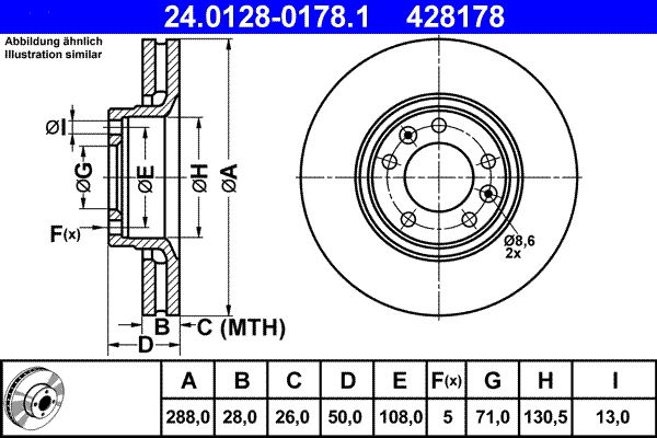 ATE 24.0128-0178.1 Brake Disc