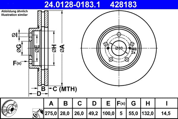 ATE 24.0128-0183.1 Brake Disc