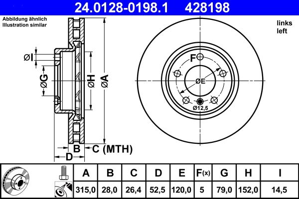 ATE 24.0128-0198.1 Brake Disc