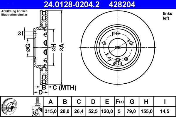 ATE 24.0128-0204.2 Brake Disc