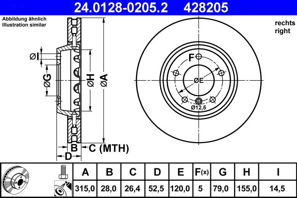 ATE 24.0128-0205.2 Brake Disc
