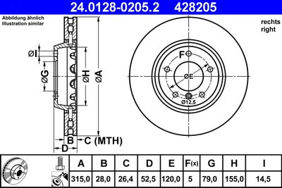Brake Disc ATE 24.0128-0205.2