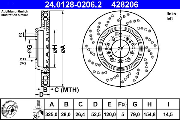 ATE 24.0128-0206.2 Brake Disc
