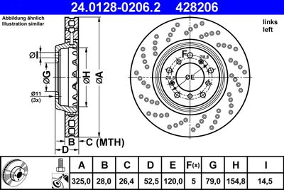 Brake Disc ATE 24.0128-0206.2