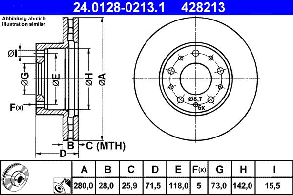 ATE 24.0128-0213.1 Brake Disc