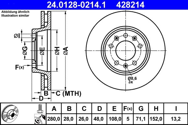 ATE 24.0128-0214.1 Brake Disc