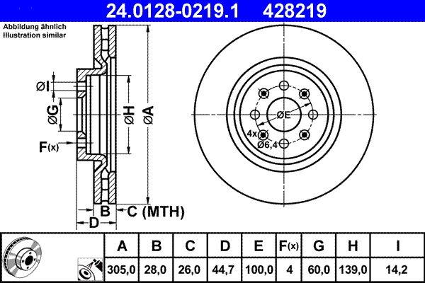 ATE 24.0128-0219.1 Brake Disc