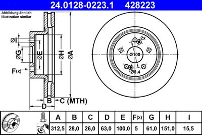 Brake Disc ATE 24.0128-0223.1