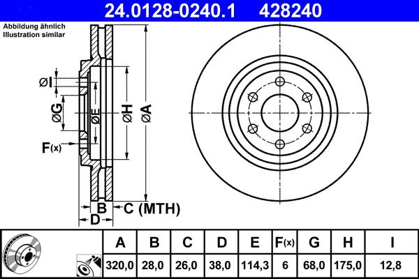 ATE 24.0128-0240.1 Brake Disc