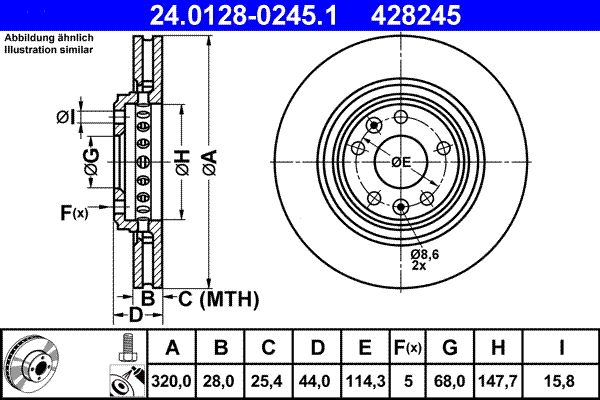 ATE 24.0128-0245.1 Brake Disc